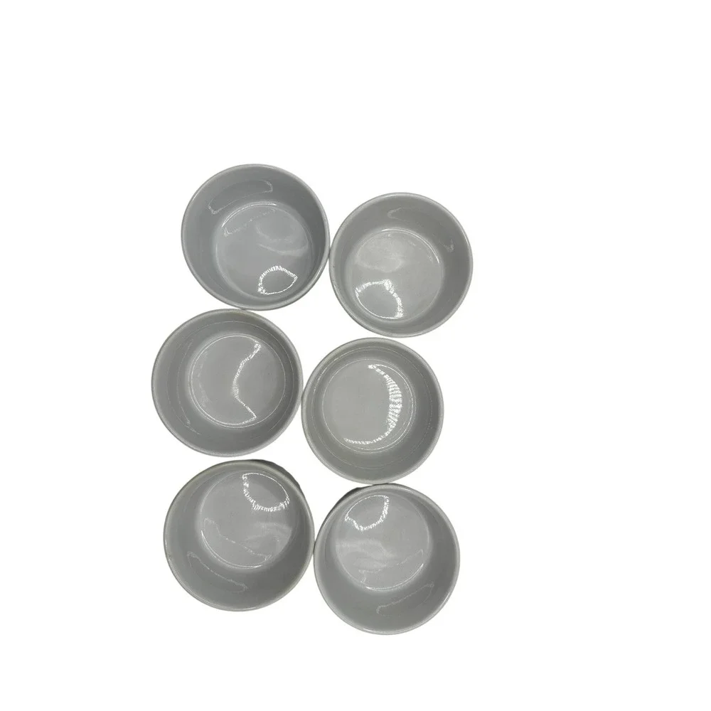 Set of 6 White Ceramic Ramekins Fluted Souffle Dishes 3.5